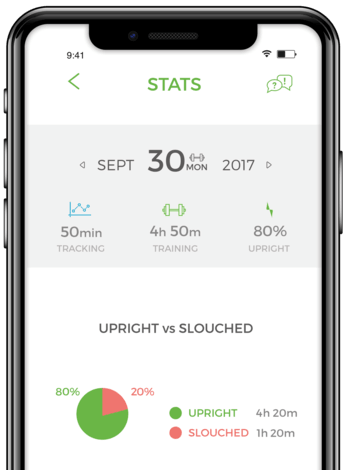 Upright Go tracking mode app